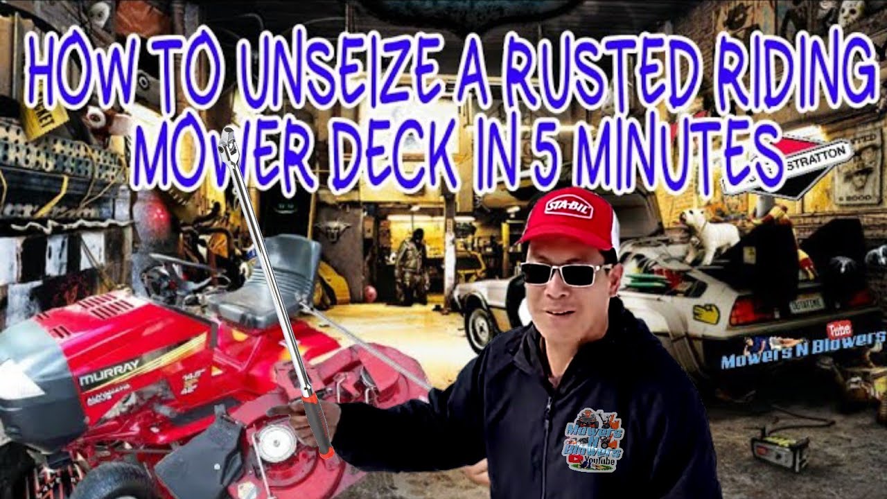 HOW TO UNSEIZE A RUSTED RIDING LAWN MOWER MOWING DECK IN 5 MINUTES WITH