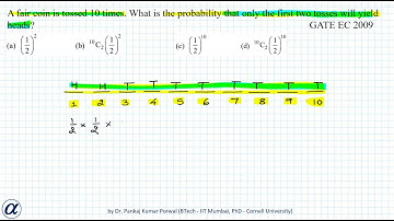 A fair coin is tossed 10 times  What is the probability that only the first two tosses GATE EC 2009