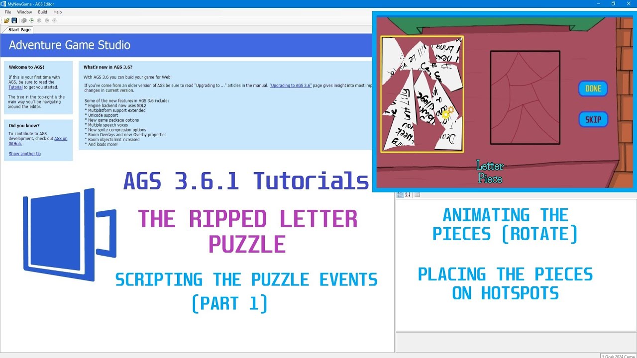 AGS Tutorials (3.6.1): The Ripped Letter Puzzle / Scripting The Puzzle ...