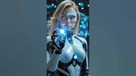 Futuristic Holographic Interface Specialist – Hyper-Realistic Female Cyborg in Action #Robot #Robots