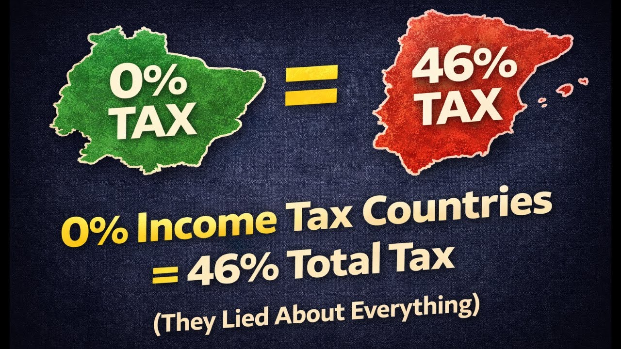 Страны с 0% подоходного налога = 46% общего налога (они лгали обо всем).