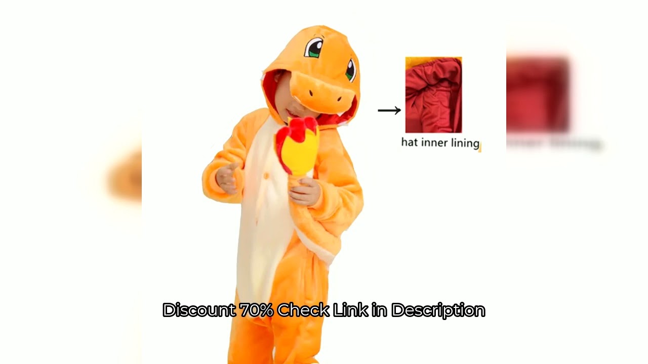 TAKARA TOMY Charmander Onesie Kigurumi Pijama Kids Anime Cosplay Costume Dragon Halloween Birthday G