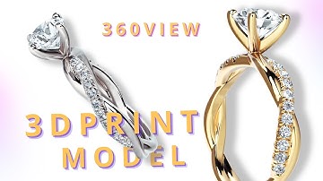 Render Video 3Dprint Model 1ct Diamond Engagement Twisted Ring #ring#engagement#solitaire#jewelry
