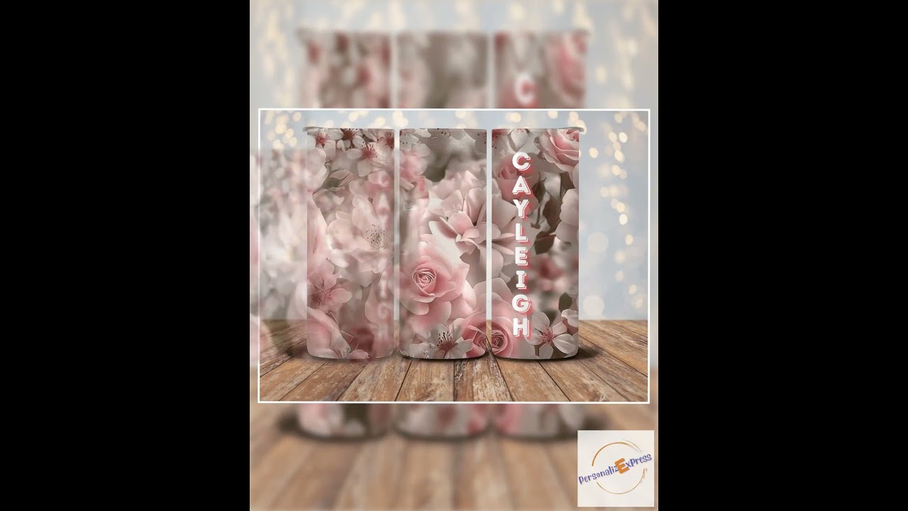 Pink Roses 20oz Tumbler With Name