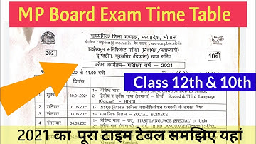 #एमपी बोर्ड टाइम टेबल 2021।mp board time table 2021।mp board 12th time table 2021 mp board exam 2021