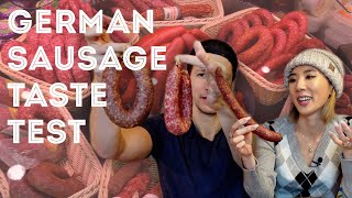 🇩🇪 German Sausage Taste Test (RAW & COLD) · YB vs. FOOD