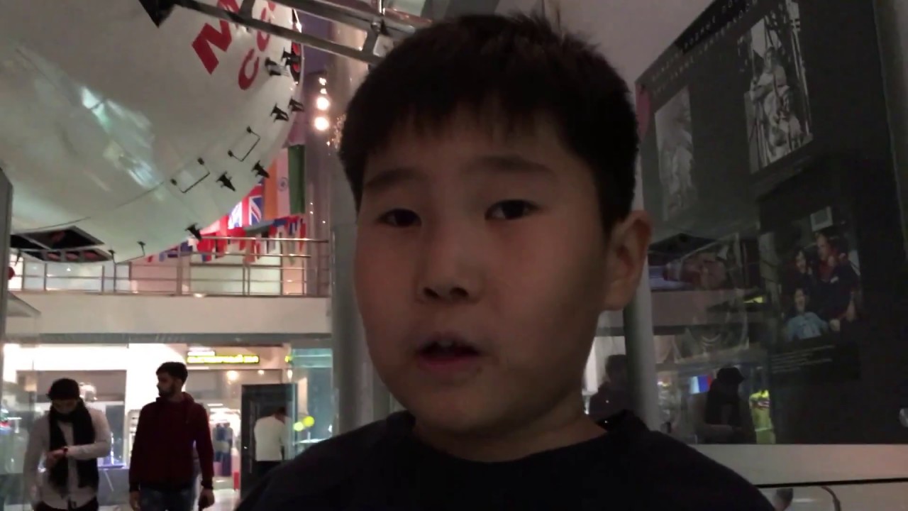 Mark tells about rocket carrier Proton-M in Museum of Cosmonautics, Moscow