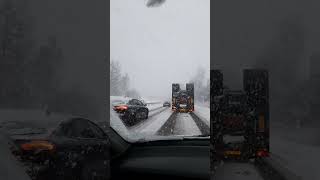 Снегопад на дорогах Польши.