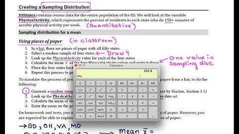 Lock 3 1 Creating a Sampling Distribution for a Mean