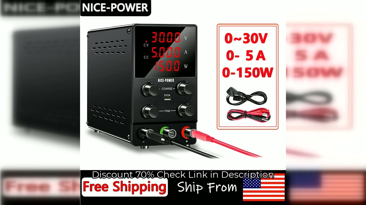NICE-POWER Adjustable Switching DC Power Supply 30V 5A Lab Bench Power Supply Output Preset Current