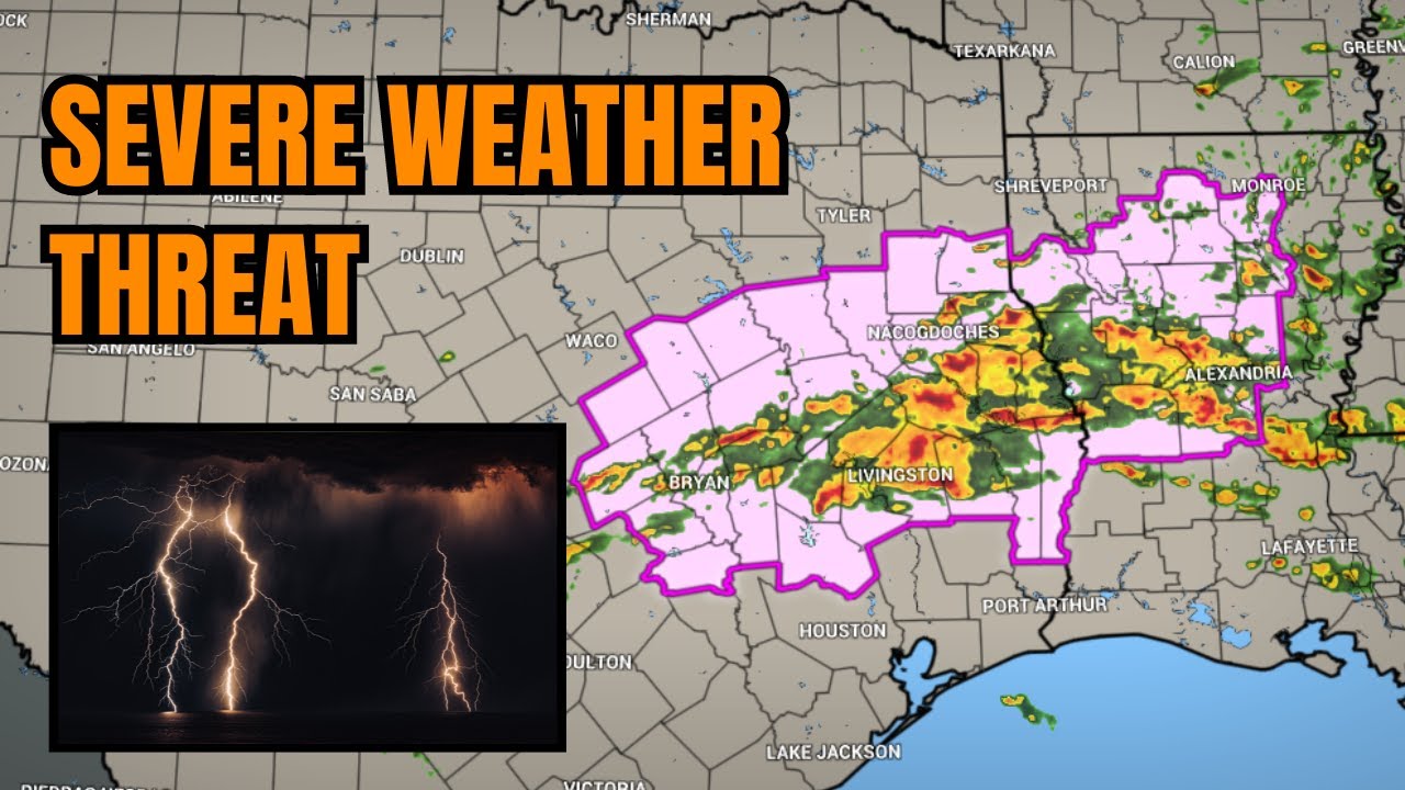 Severe weather threat through tonight across the southern Plains - YouTube