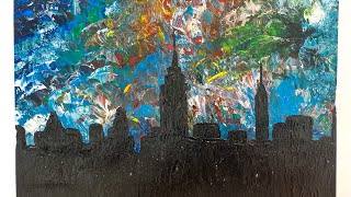 easy york skyline painting abstract nyc