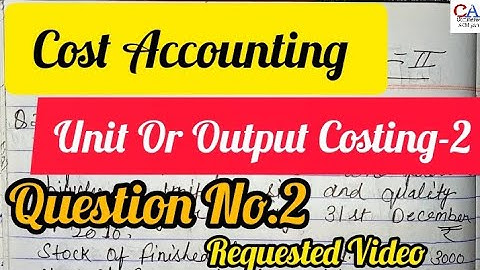 Unit Or Output Costing | Output Costing Cost Accounting | Unit Output Costing | Cost Accounting