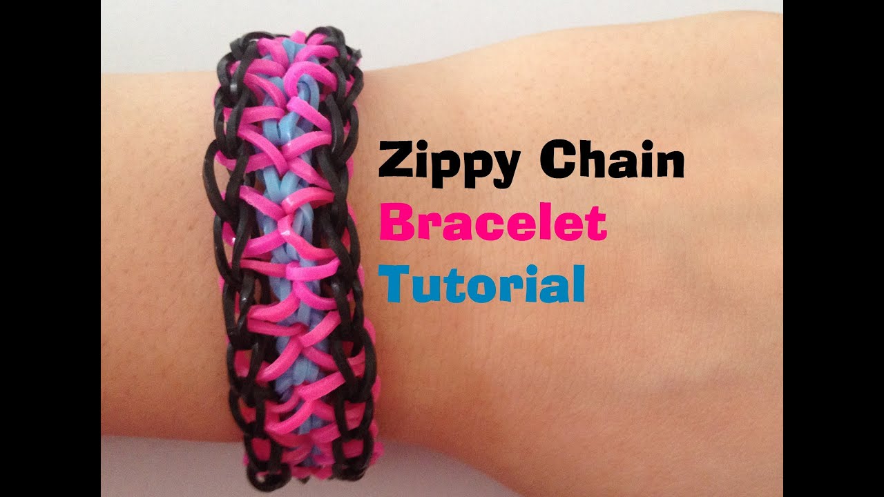 ZIPPY CHAIN Loom Bracelet Tutorial Rainbow Looml JasmineStarler - YouTube