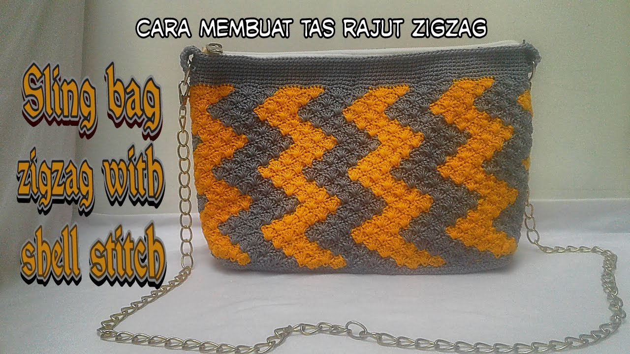 Bag Crochet Zigzag With Shell Stitch Cara  Membuat  Tas  