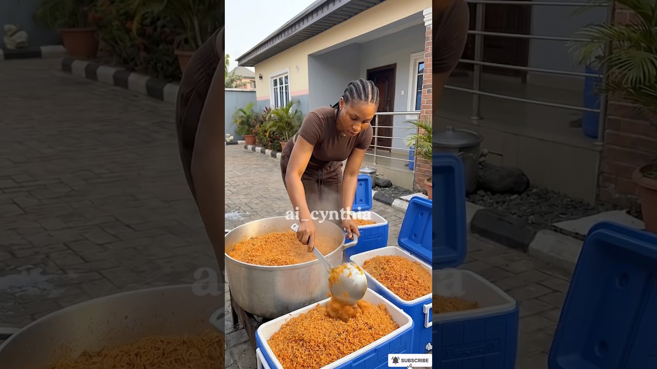 Party Jollof Rice🔥🔥 #food #foodie #cooking #asmr  #recipe #mukbang #aivideo  #aicooking #ai #shorts