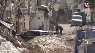 جانب من توغل قوة مشاة في حارة المدارس بمخيم طولكرم.