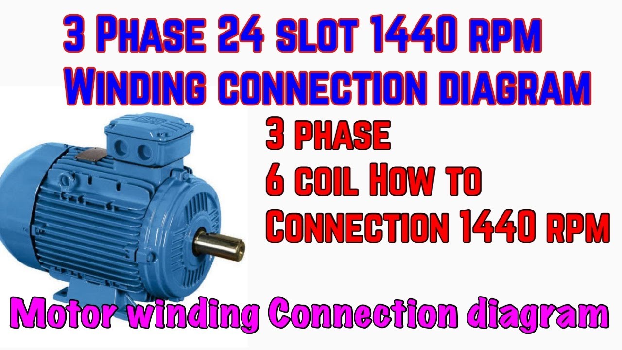Three phase 3hp 24 slot 1440 rpm motor winding connection diagramMotor