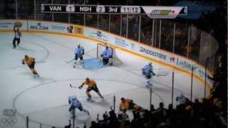 [HD] Roberto Luongo robs Shea Weber! Canucks vs Predators (21/02/12)