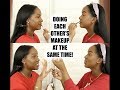 Twins Doing Each Other's Makeup at THE SAME TIME | A Hot Mess!