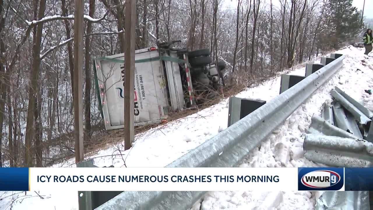 Icy roads cause several crashes Tuesday morning - YouTube