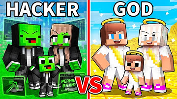 JJ and Mikey: GOD vs HACKER Family Battle in Minecraft - Maizen