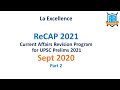 ReCAP- Current Affairs Revision Program - Sept 2020 Part 2/2 by Malleswari Reddy || La Excellence