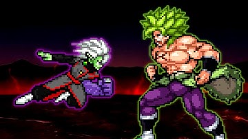 Fused Zamasu V4 (all form) (New) VS Broly DBS V2 in Jump Force Mugen