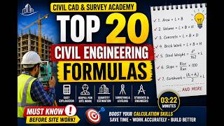 Top 20 Civil Engineering Formulas You Must Know Before Site Work! 😱 | Civil CAD & Survey Academy