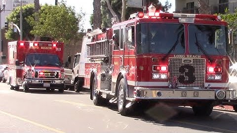 Long Beach Fire Dept. Engine 3 & *NEW* Rescue 3 Responding & Transporting