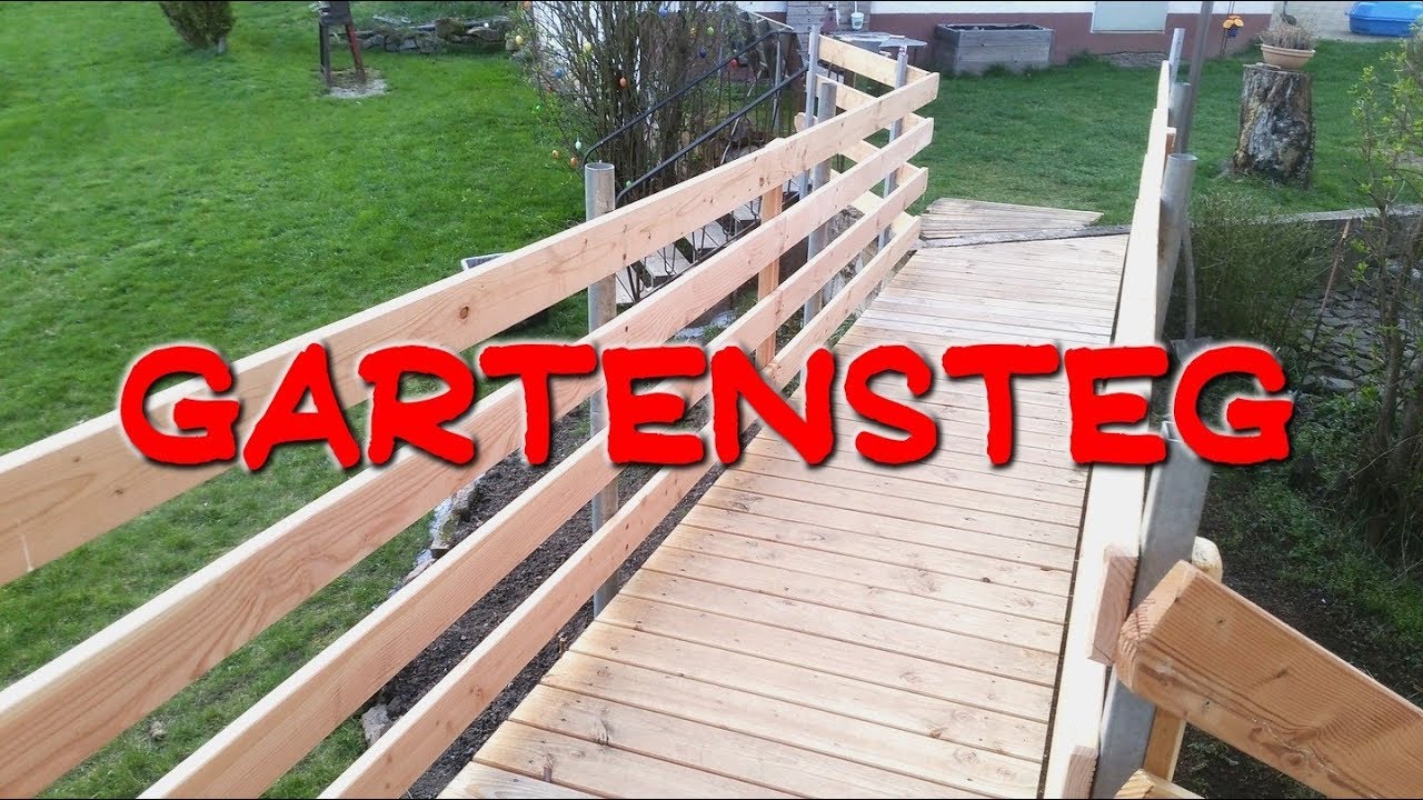 Gartensteg bauen, Gartenbrücke selbst gebaut DIY Gartensteg Rollstuhlrampe