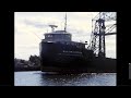 1963 Duluth Aerial Bridge & Canal w William Mather (ship) passing by.