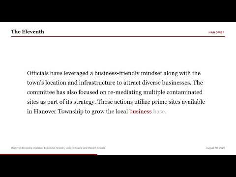 Hanover Township Updates: Economic Growth, Library Events and Recent Arrests