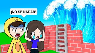 Construye para sobrevivir al TSUNAMI en ROBLOX 🌊 Melina y Pato Loco