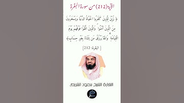 الآية (212)من سورة البقرة// القارئ الشيخ سعود الشريم.