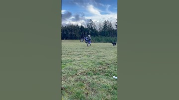 Dad doing a wheelie on his YZ85 😂 #yz85 #yz #yamaha #wheelie #dirtbike #motorcycle  #shorts