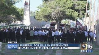 Funeral procession for fallen firefighter