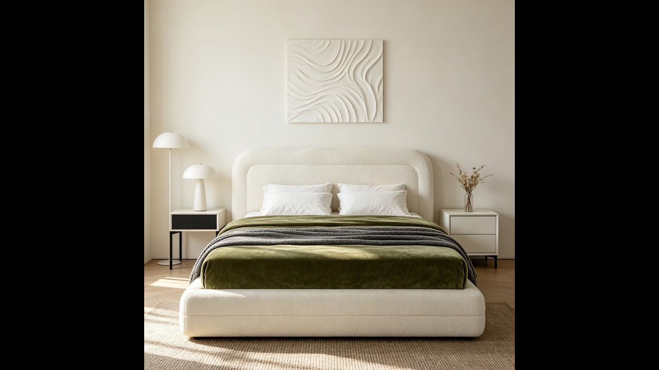 Snhomee Cloud Bed Frame with Headboard,Upholstered with Round Edges,Boucle Platform Bed for Modern Bedrooms & Apartments & Guest Rooms