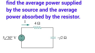 , find the average power supplied by the source and the average power absorbed by the resistor.