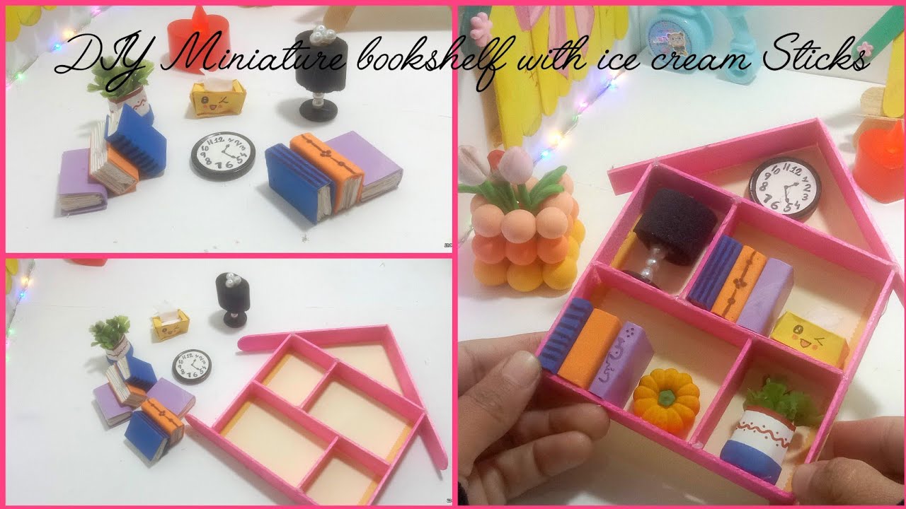 Super Easy DIY Miniature bookshelf Making Using Ice cream Sticks//Mini Book shelf DIY✨
