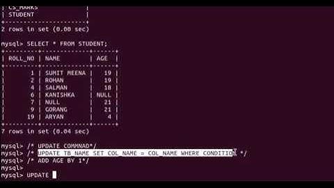 UPDATE TABLE DATA IN MYSQL