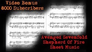 Video Bonus 8000 Subscribers - Avenged Sevenfold - Shepherd Of Fire - Sheet Music