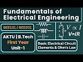 Electrical Circuit Element | Resistance, Inductance, Capacitor, Ohm's Law | AKTU BTech 1st Year