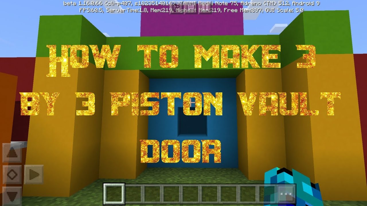 How to make a 3 by 3 piston vault door in Minecraft pocket edition ...