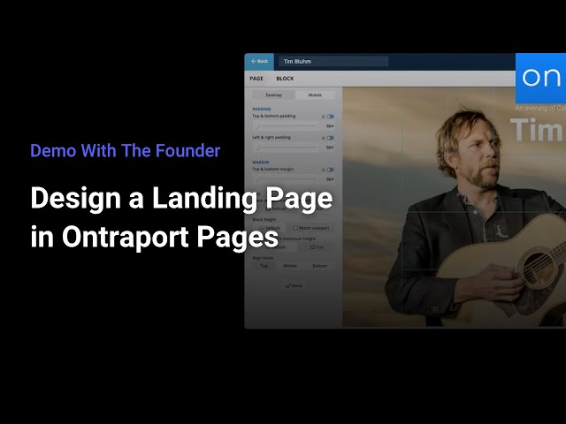 Demo With The Founder | Design a Landing Page in Ontraport Pages