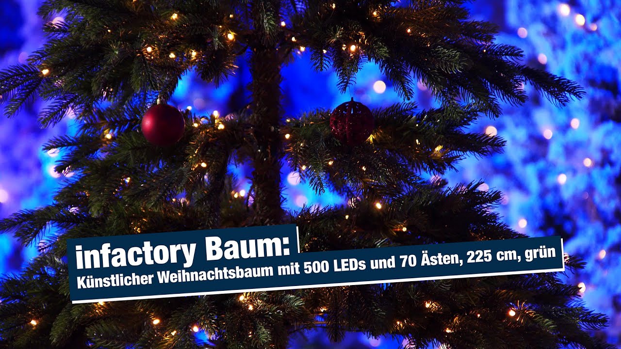 infactory Elektrischer Tannenbaum: Knstlicher Weihnachtsbaum mit 500 LEDs  und 70 sten, 225 cm, grn (Weihnachtsbaum mit Beleuchtung)