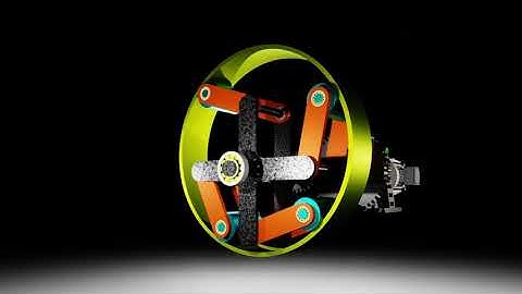 System with swivel arms and rotating masses