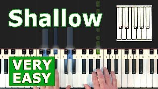 Lady Gaga - Shallow - Piano Tutorial VERY EASY - Sheet Music (Synthesia)