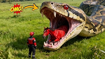 Heroic Team Rescues Majestic Red Horse from Giant Python Attack