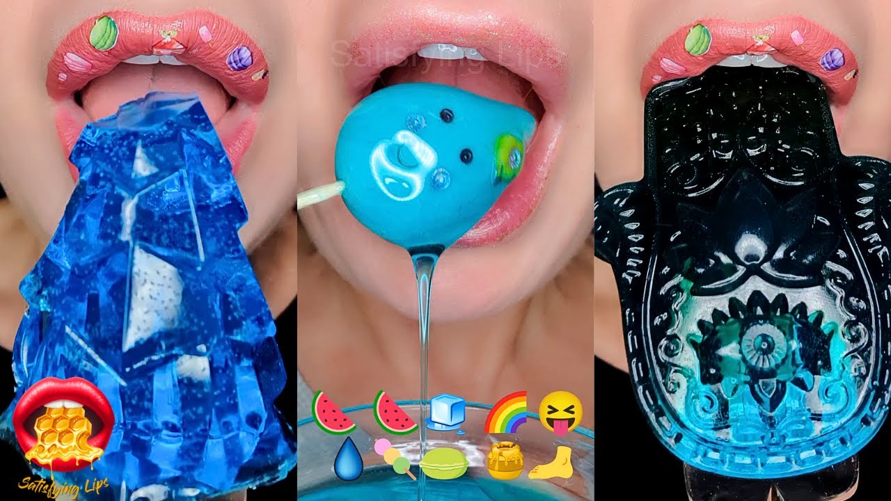 10 Minutes For Sleep Relaxing Study ASMR Eating BLUE Food Mukbang